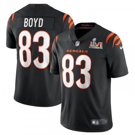 Cincinnati Bengals #83 Tyler Boyd Black Super Bowl LVI Patch Men's Nike Vapor Limited Jersey