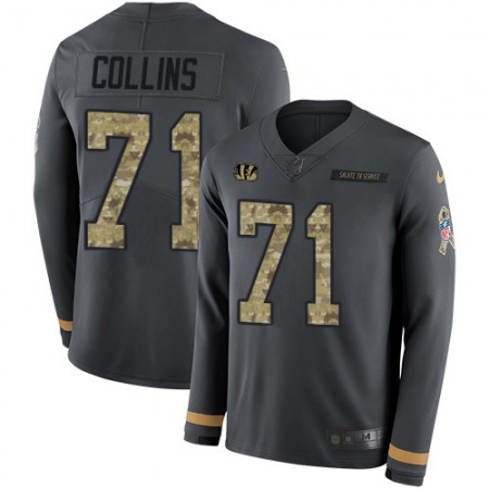 Nike Bengals #71 La'el Collins Anthracite Salute to Service Men's Stitched NFL Limited Therma Long Sleeve Jersey