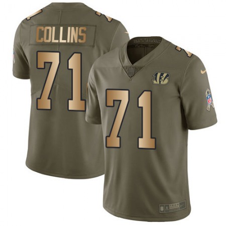 Nike Bengals #71 La'el Collins Olive/Gold Men's Stitched NFL Limited 2017 Salute To Service Jersey