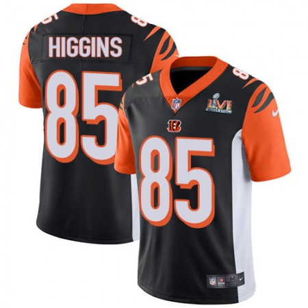 Nike Bengals #85 Tee Higgins Black Team Color Super Bowl LVI Patch Men's Stitched NFL Vapor Untouchable Limited Jersey