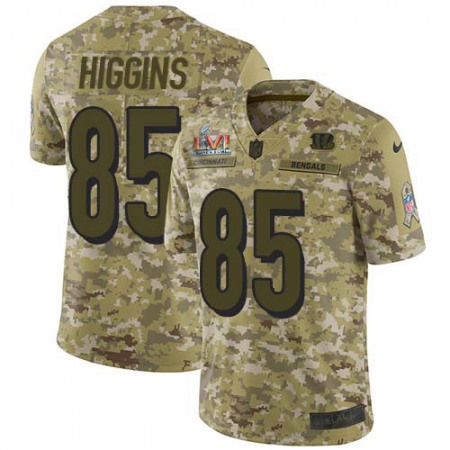 Nike Bengals #85 Tee Higgins Camo Super Bowl LVI Patch Men's Stitched NFL Limited 2018 Salute To Service Jersey