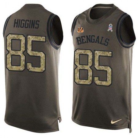 Nike Bengals #85 Tee Higgins Green Men's Stitched NFL Limited Salute To Service Tank Top Jersey