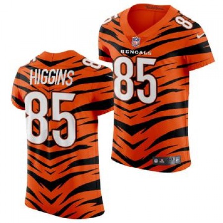 Nike Bengals #85 Tee Higgins Men's 2021-22 Orange City Edition Elite NFL Jersey