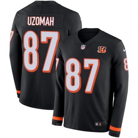 Nike Bengals #87 C.J. Uzomah Black Team Color Men's Stitched NFL Limited Therma Long Sleeve Jersey