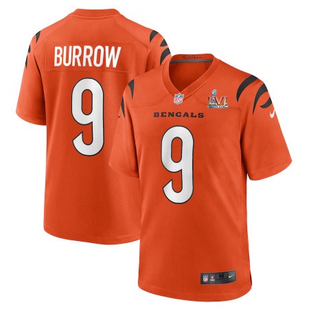 Cincinnati Bengals #9 Joe Burrow Orange Super Bowl LVI Patch Nike Alternate Game Jersey