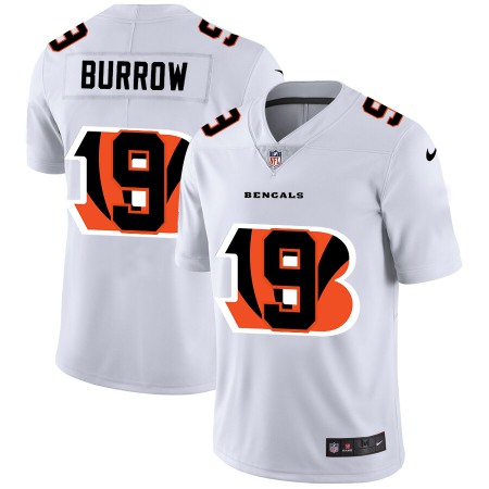 Cincinnati Bengals #9 Joe Burrow White Men's Nike Team Logo Dual Overlap Limited NFL Jersey