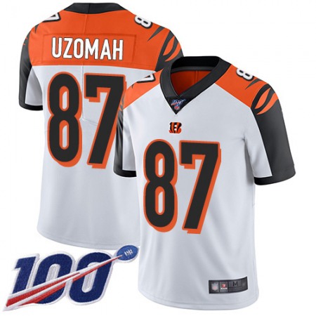 Nike Bengals #87 C.J. Uzomah White Men's Stitched NFL 100th Season Vapor Limited Jersey