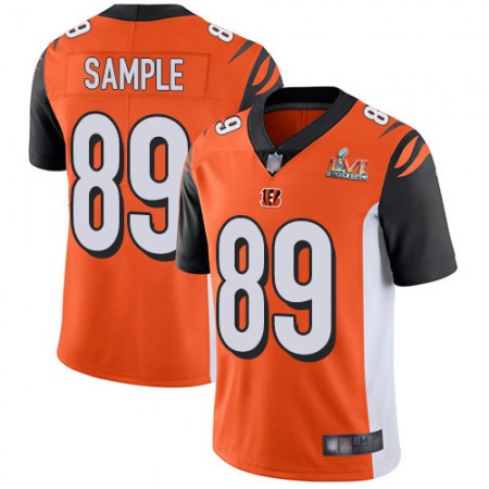 Nike Bengals #89 Drew Sample Orange Alternate Super Bowl LVI Patch Men's Stitched NFL Vapor Untouchable Limited Jersey