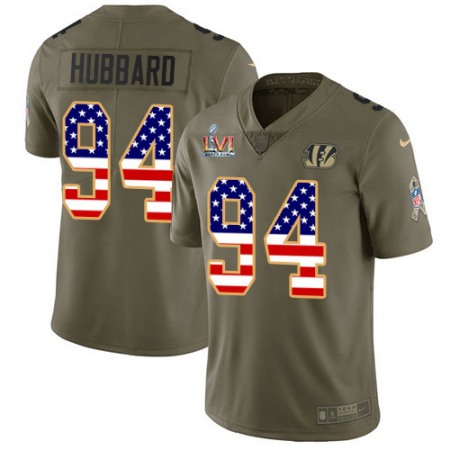 Nike Bengals #94 Sam Hubbard Olive/USA Super Bowl LVI Patch Flag Men's Stitched NFL Limited 2017 Salute To Service Jersey