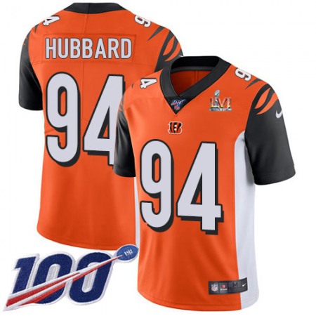 Nike Bengals #94 Sam Hubbard Orange Super Bowl LVI Patch Alternate Men's Stitched NFL 100th Season Vapor Limited Jersey