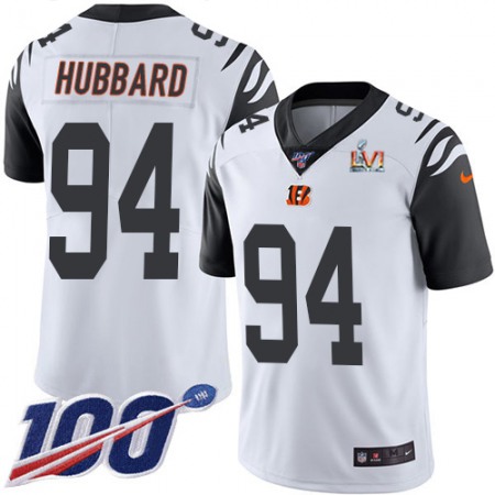 Nike Bengals #94 Sam Hubbard White Super Bowl LVI Patch Men's Stitched NFL Limited Rush 100th Season Jersey