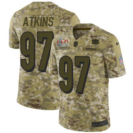 Nike Bengals #97 Geno Atkins Camo Super Bowl LVI Patch Men's Stitched NFL Limited 2018 Salute To Service Jersey