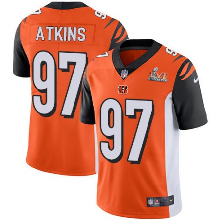 Nike Bengals #97 Geno Atkins Orange Alternate Super Bowl LVI Patch Men's Stitched NFL Vapor Untouchable Limited Jersey