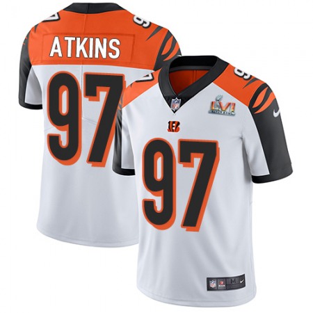 Nike Bengals #97 Geno Atkins White White Super Bowl LVI Patch Men's Stitched NFL Vapor Untouchable Limited Jersey