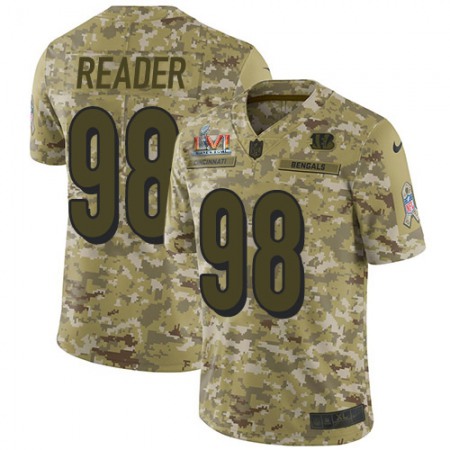 Nike Bengals #98 D.J. Reader Camo Super Bowl LVI Patch Men's Stitched NFL Limited 2018 Salute To Service Jersey