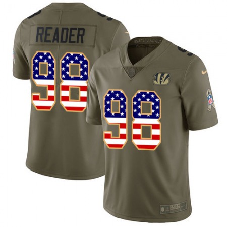 Nike Bengals #98 D.J. Reader Olive/USA Flag Men's Stitched NFL Limited 2017 Salute To Service Jersey