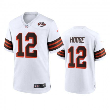 Men's Browns #12 Khadarel Hodge Nike 1946 Collection Alternate Game Limited NFL Jersey - White
