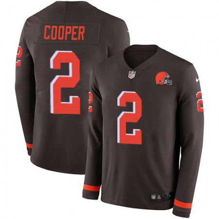 Nike Browns #2 Amari Cooper Brown Team Color Men's Stitched NFL Limited Therma Long Sleeve Jersey