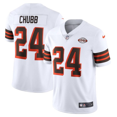 Cleveland Browns #24 Nick Chubb Nike 1946 Collection Alternate Vapor Limited NFL Jersey - White