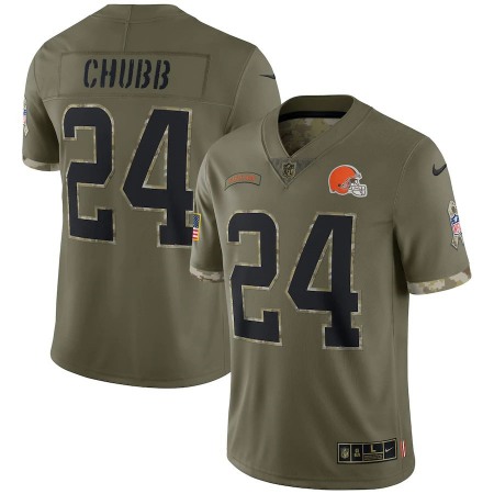 Cleveland Browns #24 Nick Chubb Nike Men's 2022 Salute To Service Limited Jersey - Olive