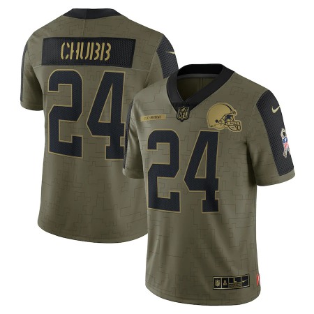 Cleveland Browns #24 Nick Chubb Olive Nike 2021 Salute To Service Limited Player Jersey