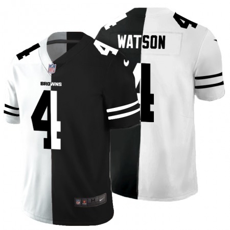 Cleveland Browns #4 Deshaun Watson Men's Black V White Peace Split Nike Vapor Untouchable Limited NFL Jersey