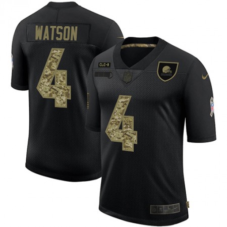 Cleveland Browns #4 Deshaun Watson Men's Nike 2020 Salute To Service Camo Limited NFL Jersey Black