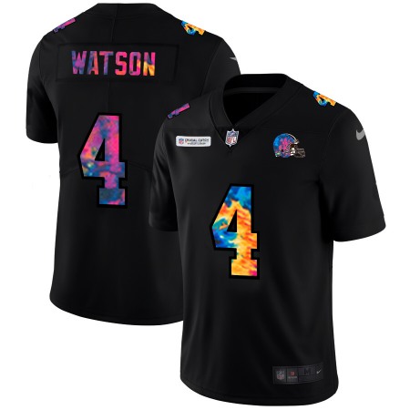 Cleveland Browns #4 Deshaun Watson Men's Nike Multi-Color Black 2020 NFL Crucial Catch Vapor Untouchable Limited Jersey