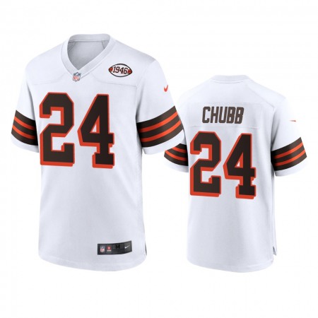 Men's Browns #24 Nick Chubb Nike 1946 Collection Alternate Game Limited NFL Jersey - White