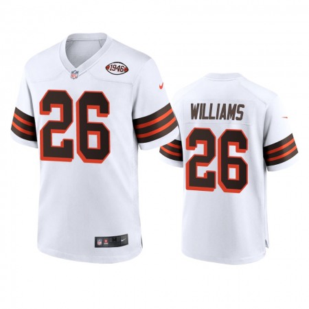 Men's Browns #26 Greedy Williams Nike 1946 Collection Alternate Game Limited NFL Jersey - White