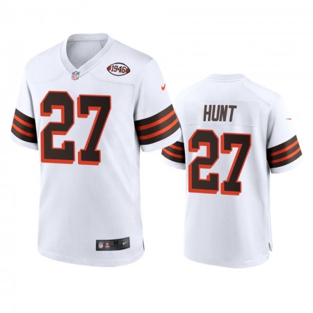 Men's Browns #27 Kareem Hunt Nike 1946 Collection Alternate Game Limited NFL Jersey - White