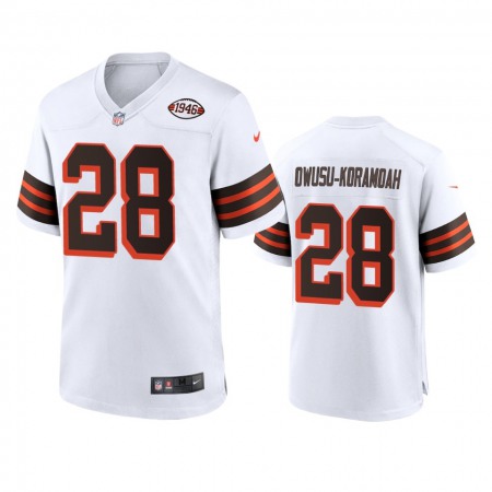 Men's Browns #28 Jeremiah Owusu-Koramoah Nike 1946 Collection Alternate Game Limited NFL Jersey - White