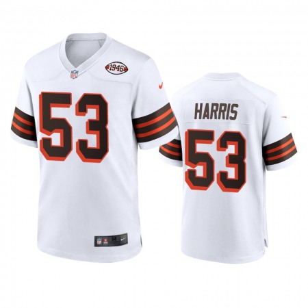 Men's Browns #53 Nick Harris Nike 1946 Collection Alternate Game Limited NFL Jersey - White