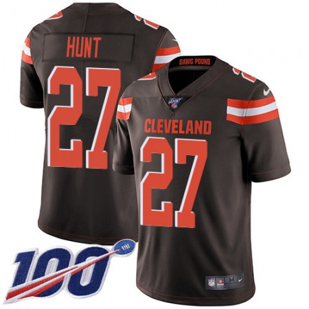 Nike Browns #27 Kareem Hunt Brown Team Color Men's Stitched NFL 100th Season Vapor Untouchable Limited Jersey