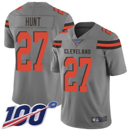 Nike Browns #27 Kareem Hunt Gray Men's Stitched NFL Limited Inverted Legend 100th Season Jersey