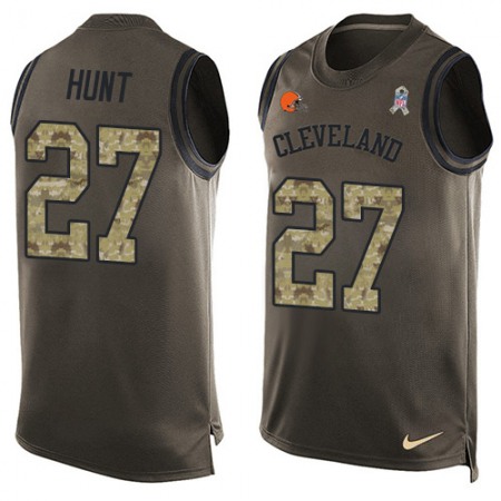 Nike Browns #27 Kareem Hunt Green Men's Stitched NFL Limited Salute To Service Tank Top Jersey