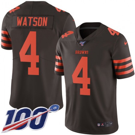 Nike Browns #4 Deshaun Watson Brown Men's Stitched NFL Limited Rush 100th Season Jersey