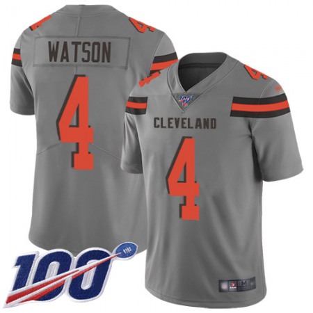 Nike Browns #4 Deshaun Watson Gray Men's Stitched NFL Limited Inverted Legend 100th Season Jersey