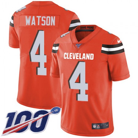 Nike Browns #4 Deshaun Watson Orange Alternate Men's Stitched NFL 100th Season Vapor Untouchable Limited Jersey