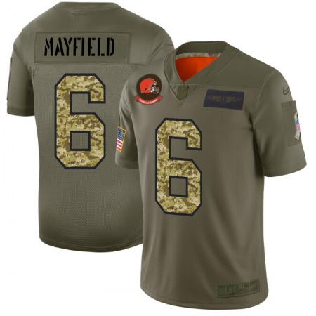 Cleveland Browns #6 Baker Mayfield Men's Nike 2019 Olive Camo Salute To Service Limited NFL Jersey