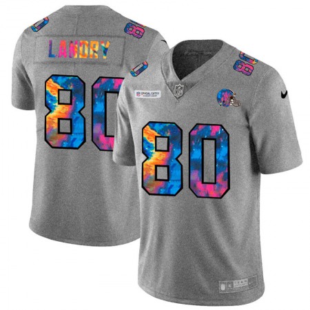 Cleveland Browns #80 Jarvis Landry Men's Nike Multi-Color 2020 NFL Crucial Catch NFL Jersey Greyheather