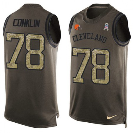 Nike Browns #78 Jack Conklin Green Men's Stitched NFL Limited Salute To Service Tank Top Jersey