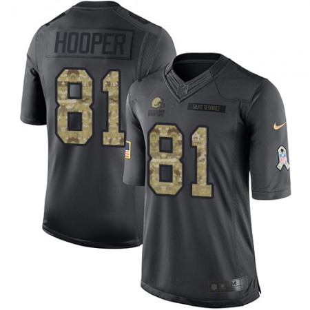 Nike Browns #81 Austin Hooper Black Men's Stitched NFL Limited 2016 Salute to Service Jersey