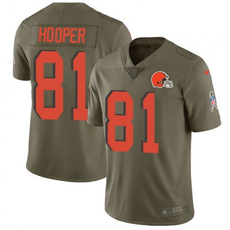 Nike Browns #81 Austin Hooper Olive Men's Stitched NFL Limited 2017 Salute To Service Jersey