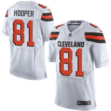 Nike Browns #81 Austin Hooper White Men's Stitched NFL New Elite Jersey