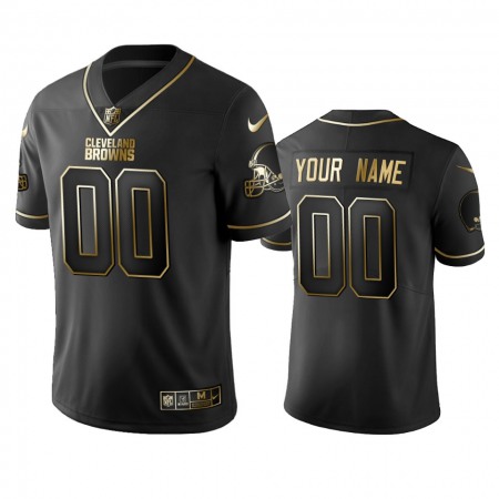 Browns Custom Men's Stitched NFL Vapor Untouchable Limited Black Golden Jersey