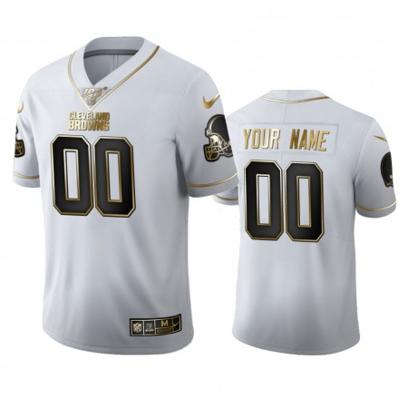 Cleveland Browns Custom Men's Nike White Golden Edition Vapor Limited NFL 100 Jersey