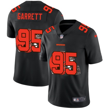 Cleveland Browns #95 Myles Garrett Men's Nike Team Logo Dual Overlap Limited NFL Jersey Black
