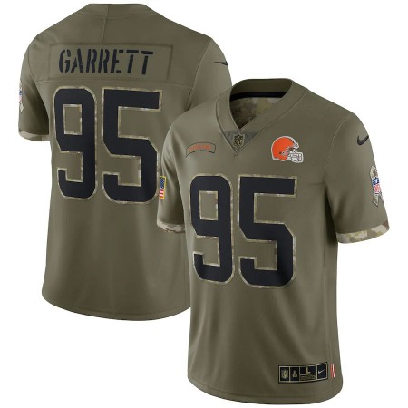 Cleveland Browns #95 Myles Garrett Nike Men's 2022 Salute To Service Limited Jersey - Olive