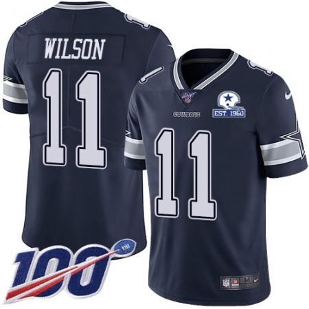 Nike Cowboys #11 Cedrick Wilson Navy Blue Team Color Men's Stitched With Established In 1960 Patch NFL 100th Season Vapor Untouchable Limited Jersey